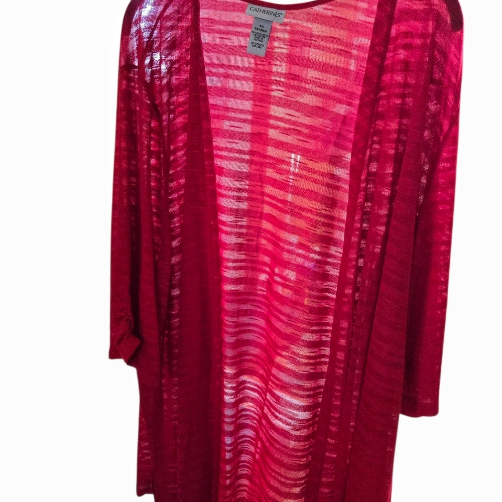 Catherines Vibrant Red Semi Sheer Cardigan Sweater. NWT. Size 5x US.